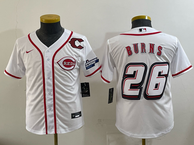 Youth Cincinnati Reds #26 Durns white Nike MLB 2025 Jersey 005